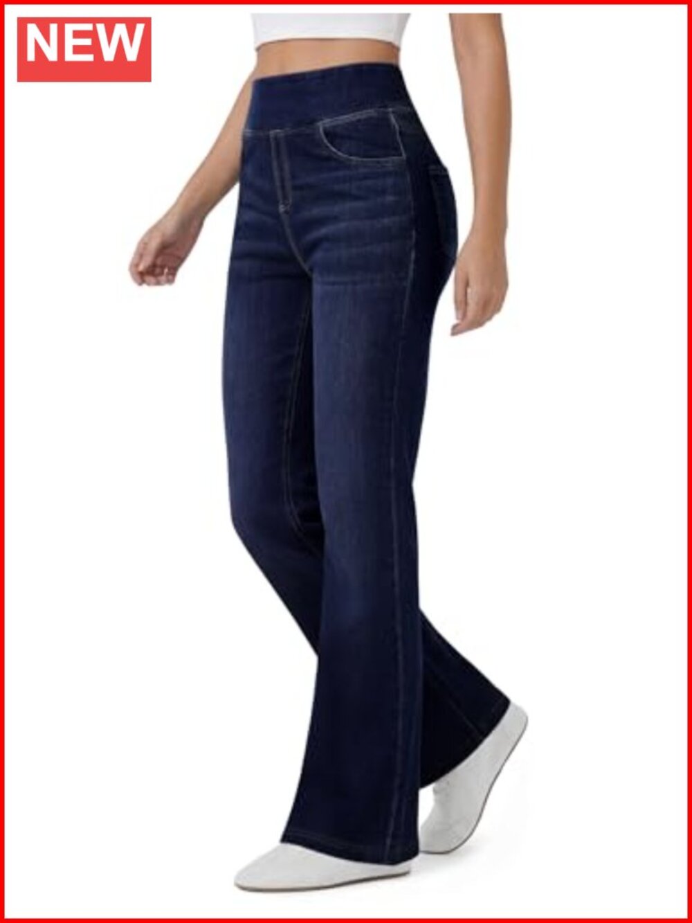 Women's Stretchy Flare Jeans Pull On High Waisted Bootcut Denim Pants
